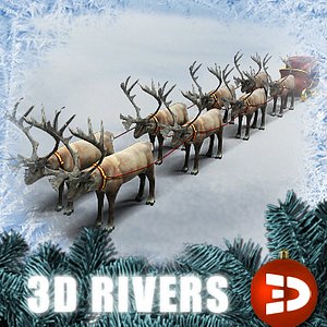 santa claus sleigh reindeer 3ds