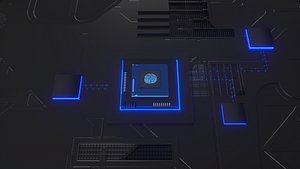 C4D Octane CPU chip core capacitance Scifi Circuit board 15 3D model