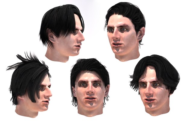 3D male hairstyles 5 species model - TurboSquid 1389761