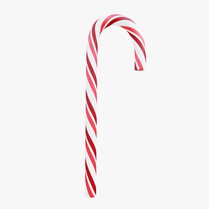 3D Candy cane red and white model