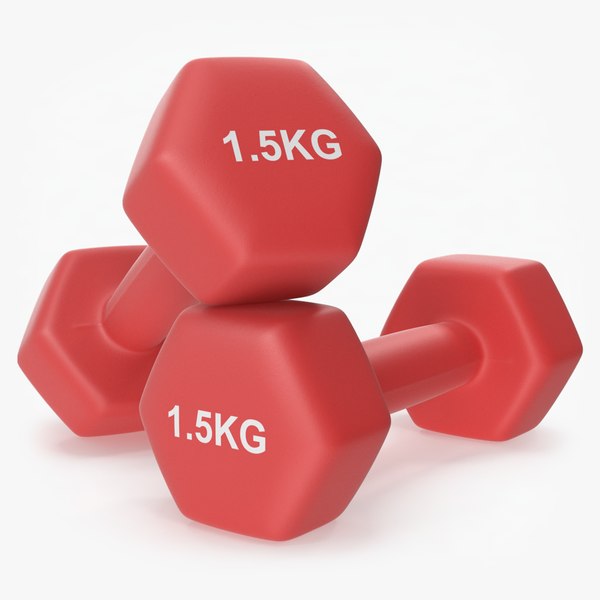 plastic fitness dumbbells 1 3D model