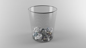 3D model crumpled paper trash