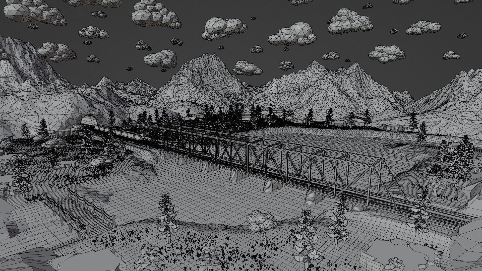 3D Mountain Village With Train Model TurboSquid 2286088