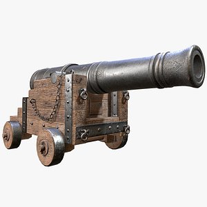 rigged pbr war cannon 3D model
