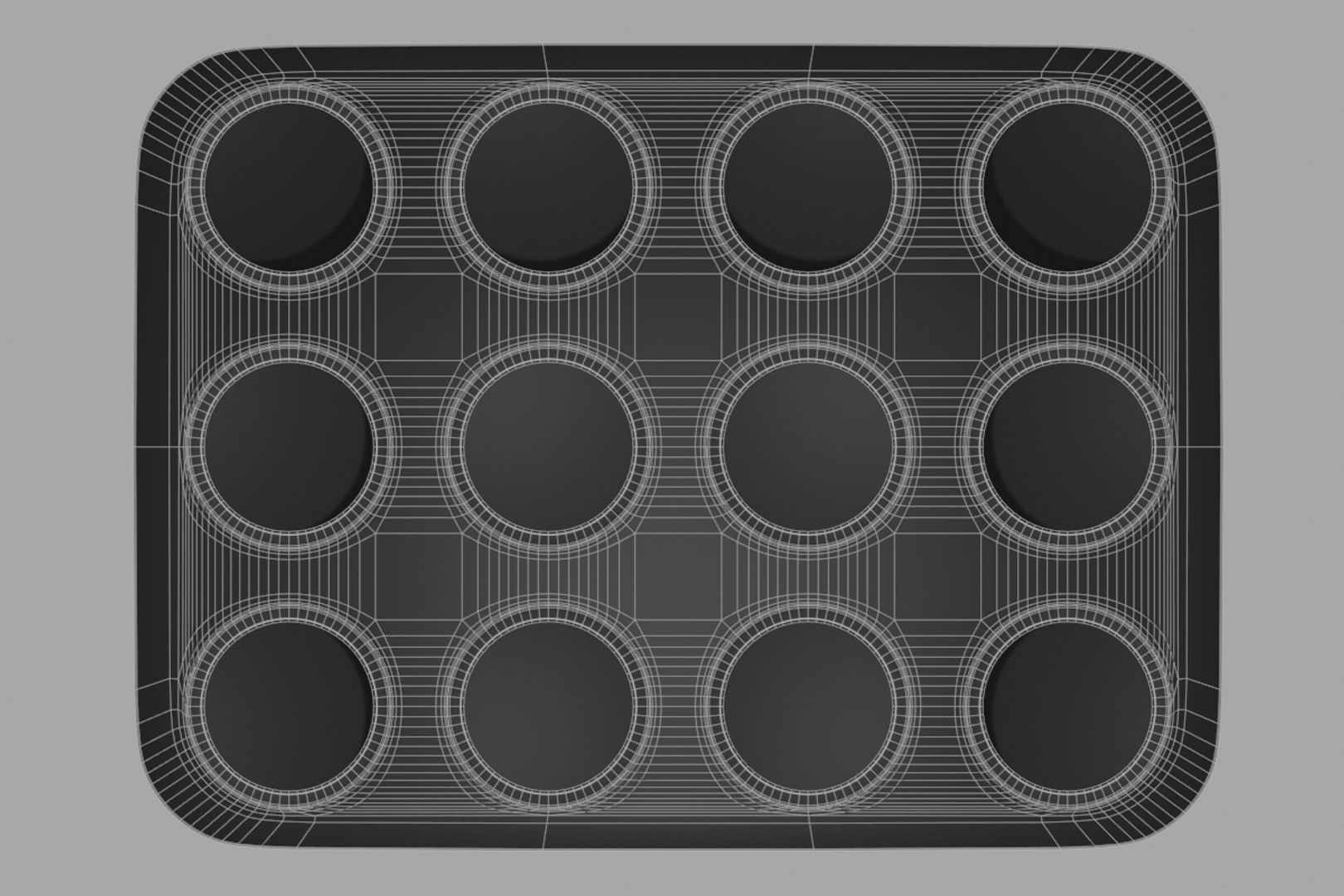 muffin pan 3D model https://p.turbosquid.com/ts-thumb/8x/S7AsYl/1B073Tl8/muffinpanwireframe1/png/1605206626/1920x1080/fit_q87/92735f0153fd323ad2b8aac693fd6f3654a42ad4/muffinpanwireframe1.jpg