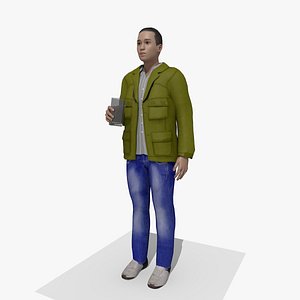 Casual European Man Standing Drinking 3D model