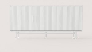 Modern White Fluted Door Sideboard Cabinet