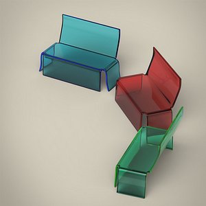 3D Glass Bench model