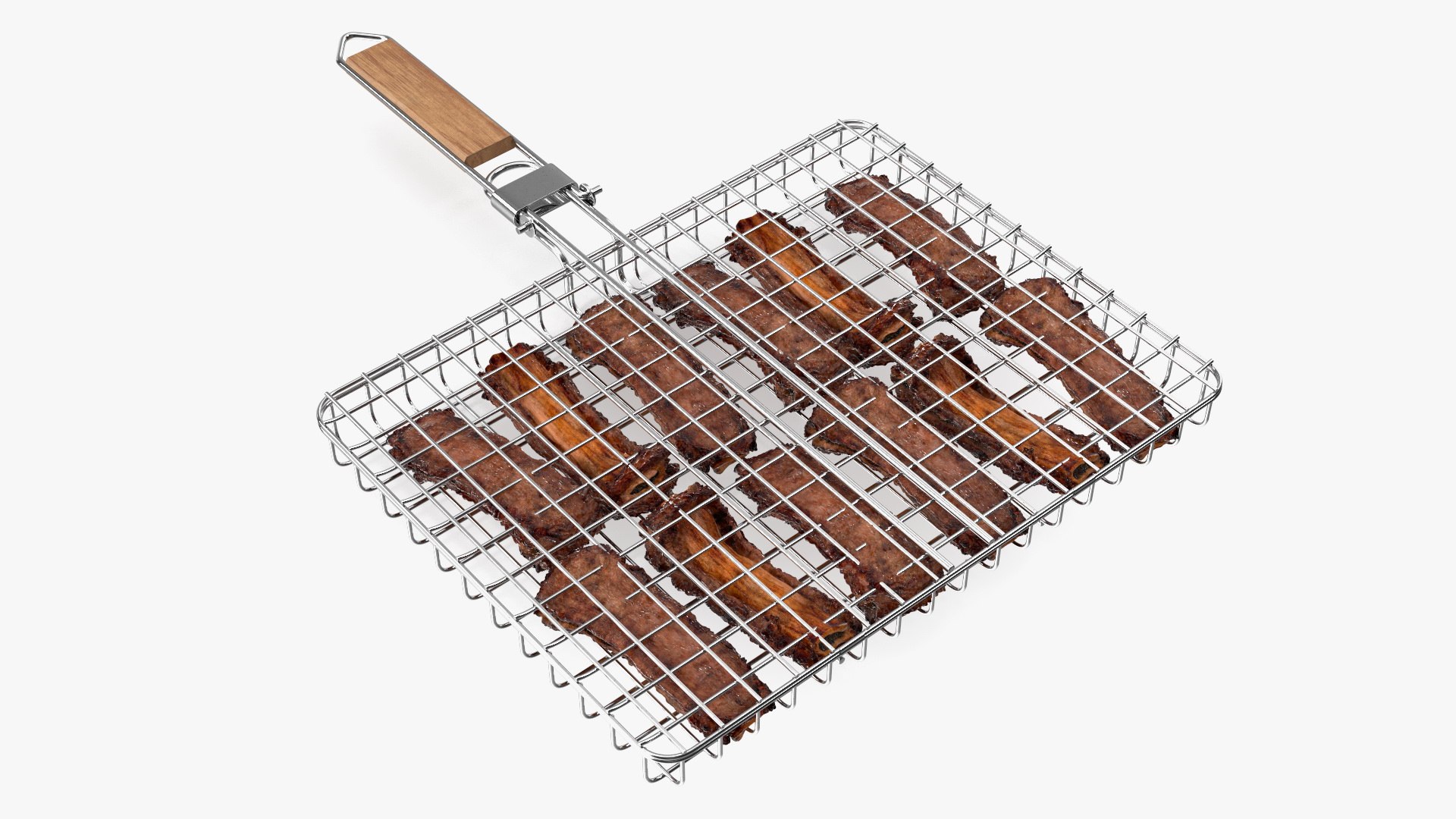 BBQ Handle Grill with Roasted Pork Ribs 3D model preview