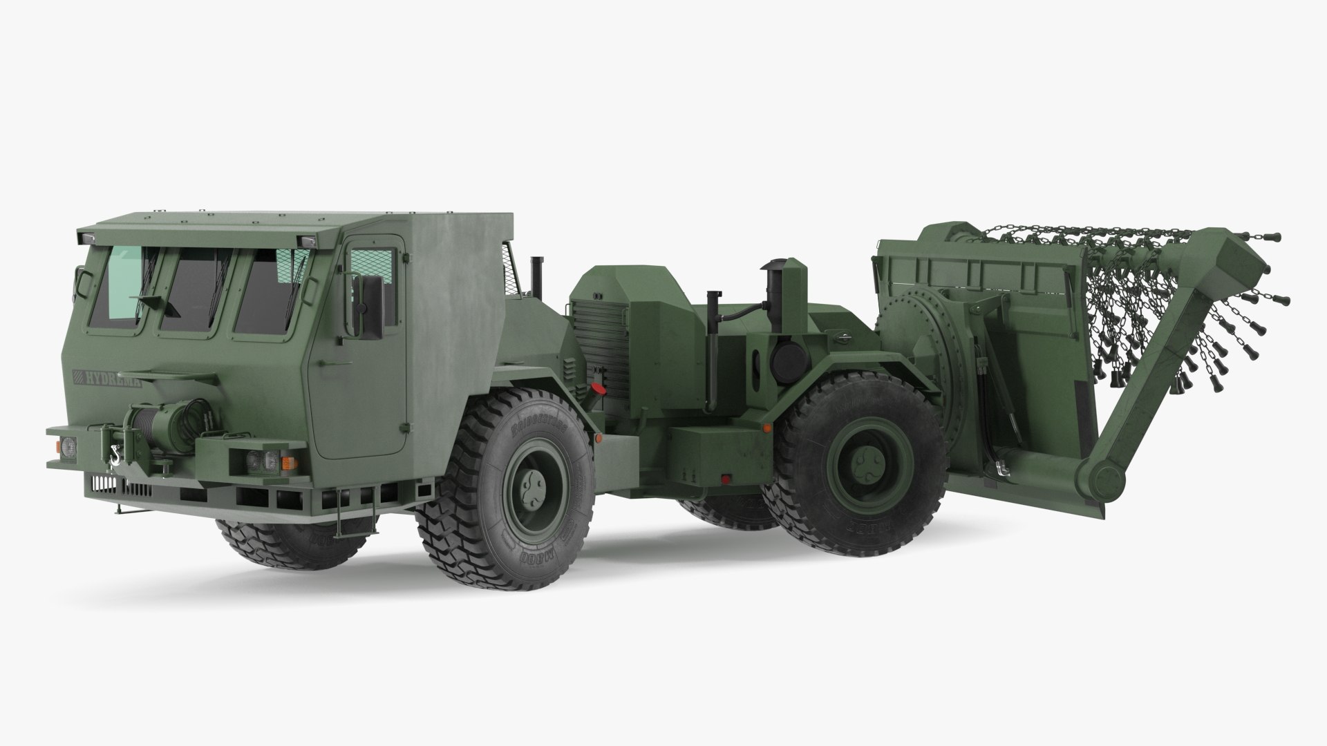 Used Khaki Mine Sweeper Vehicle Hydrema 910 Rigged 3D model preview
