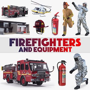 Firefighters and Equipment 3D Models Collection