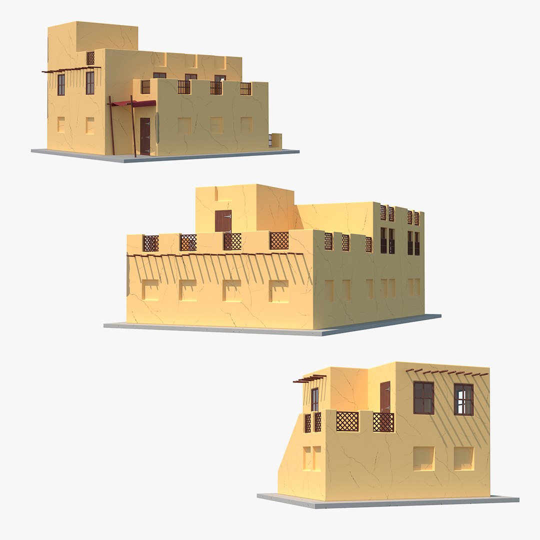 Cartoon Arab Houses Collection 3D model preview