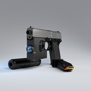 3d model hi-polygon pistol mk23