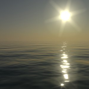 3d model water surface sun sunset