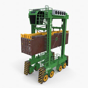 3D Port Container Straddle Carrier Crane V4 model
