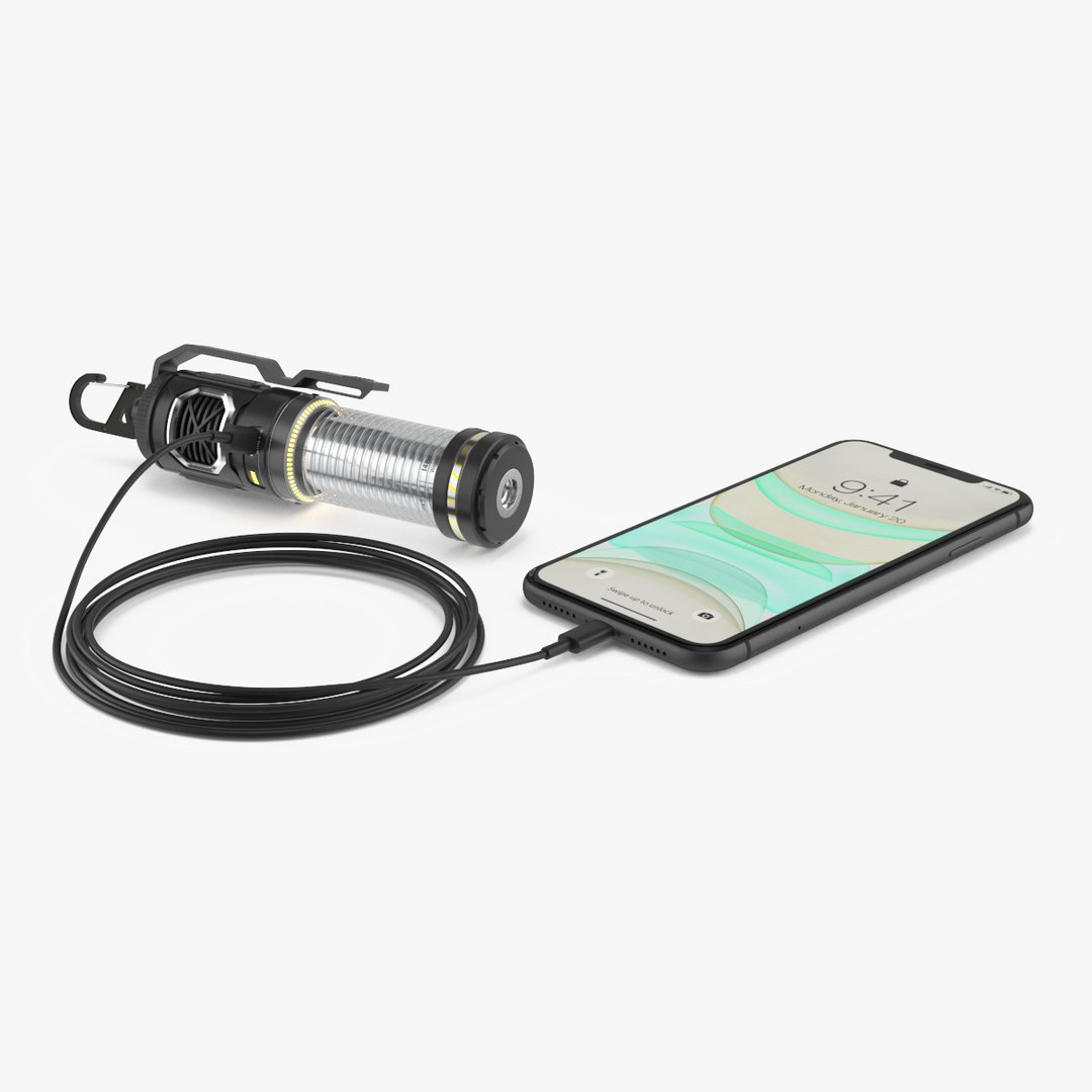 Mosquito Repellent Lantern USB Smartphone Connected Black 3D model preview