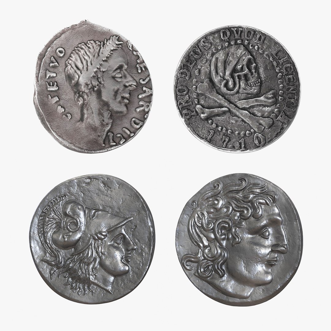 Silver Ancient Coins Collection 3D model preview