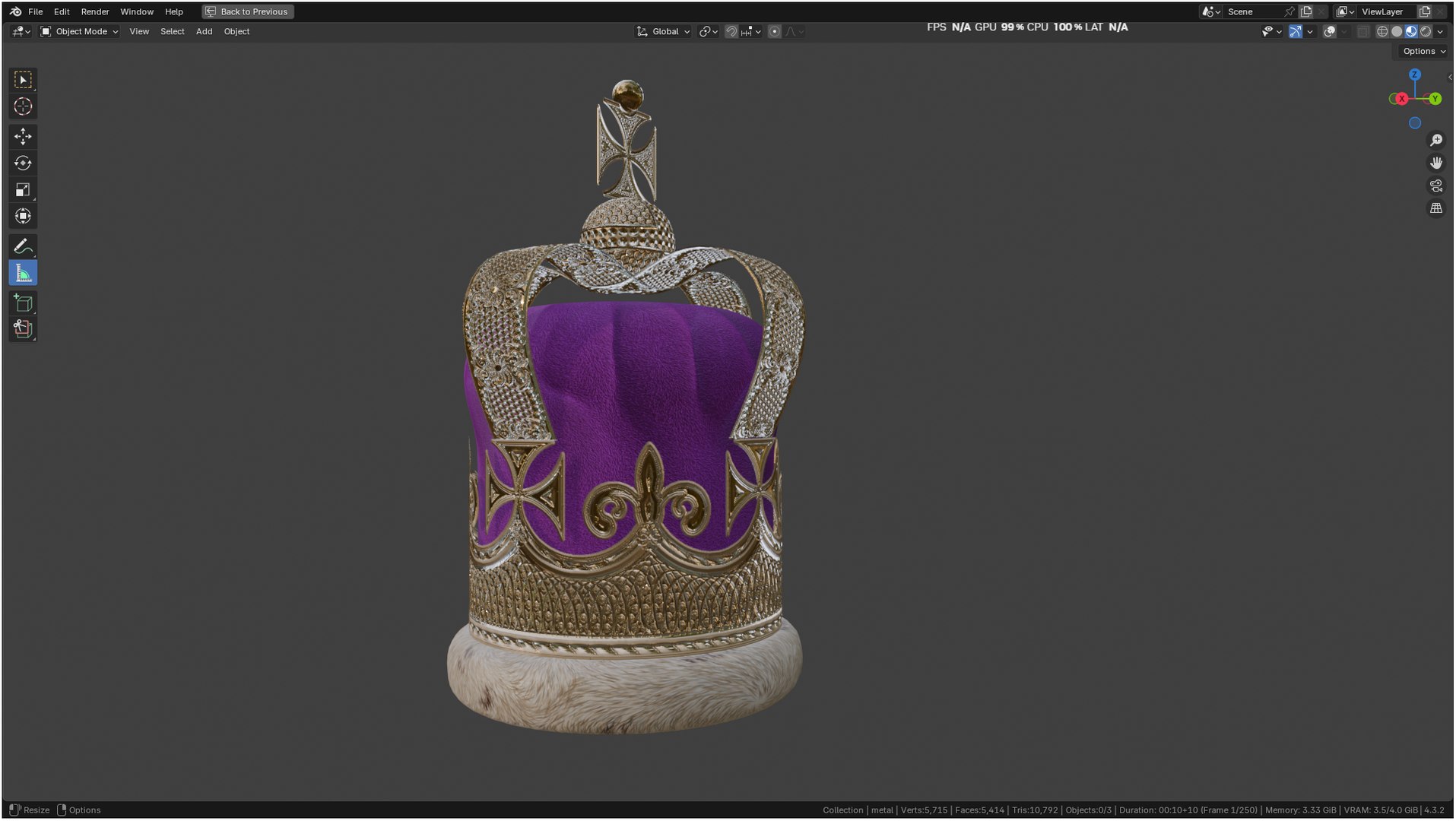 3D Crown https://p.turbosquid.com/ts-thumb/8y/Yk1uLU/dn/screenshot20250213170213/png/1739445665/1920x1080/fit_q87/07a821472d3e48d0dbb99d71a5b4f13143391207/screenshot20250213170213.jpg