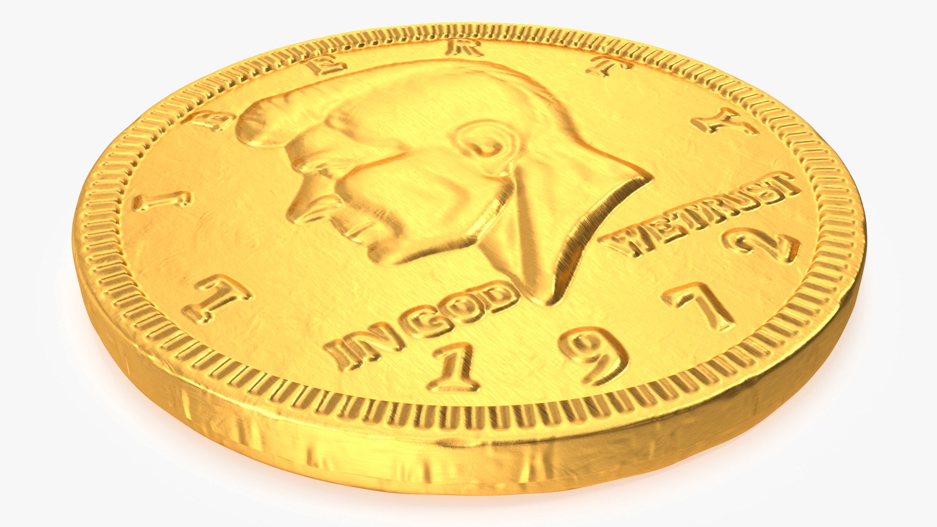 Chocolate Half Dollar Gold Coin Foil Wrapper 3D model preview