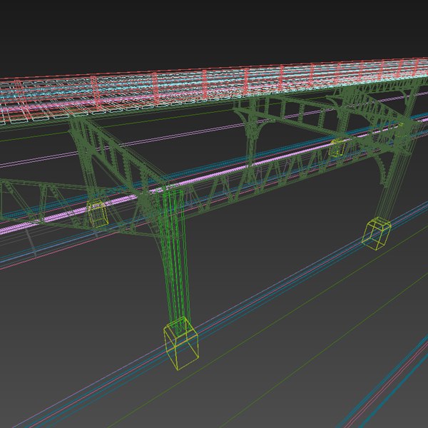 3d raised train rail support model