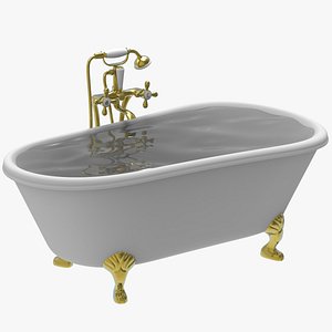 3D Vintage Bathtub White