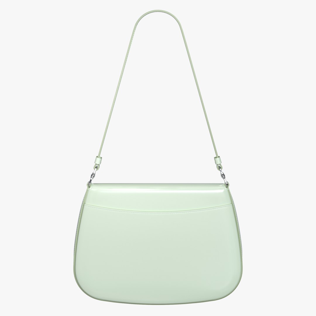 Prada Cleo brushed leather shoulder bag with flap White 3D model