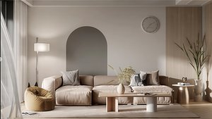 Modern Minimalist Living Room 3D model