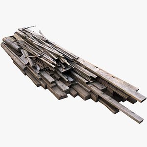 3D Pile of Planks Boards and Logs Firewood