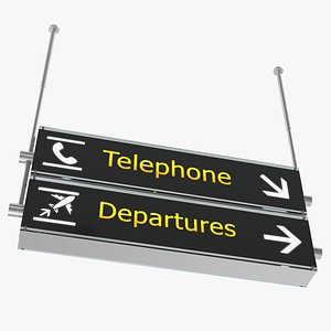 airport signs telephone departures 3D model