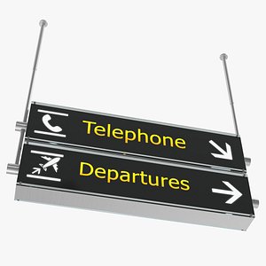 Airport Signs Telephone Departures 3D Model