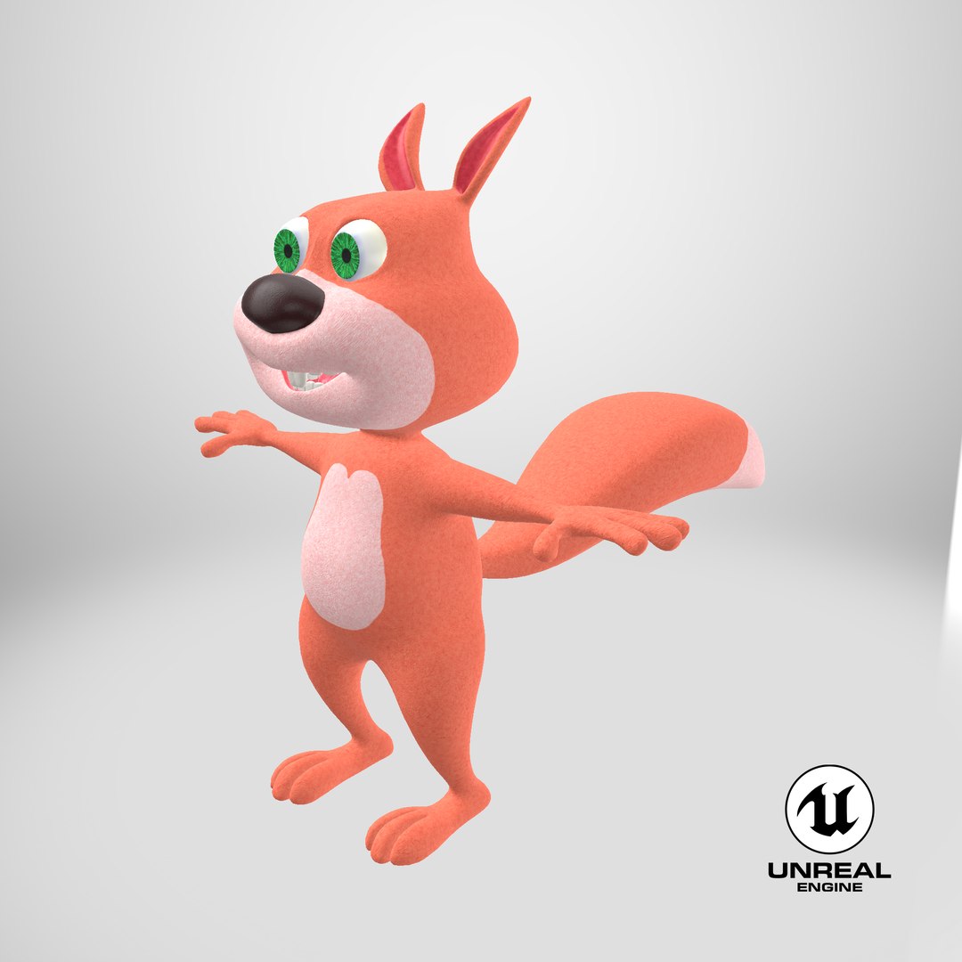 3D Model Cute Cartoon Squirrel - TurboSquid 1428867