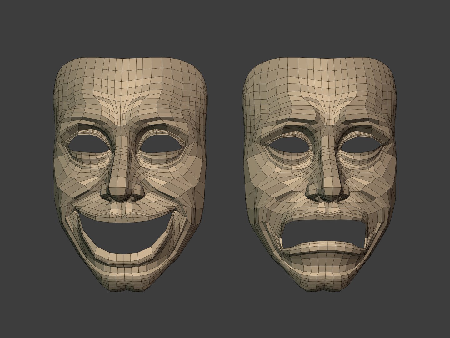 Theater Masks model https://p.turbosquid.com/ts-thumb/8z/IX7akU/Wz/i4/jpg/1754165966/1920x1080/fit_q87/7ffb618a331fa0fb2537f7c584f2034470f14367/i4.jpg