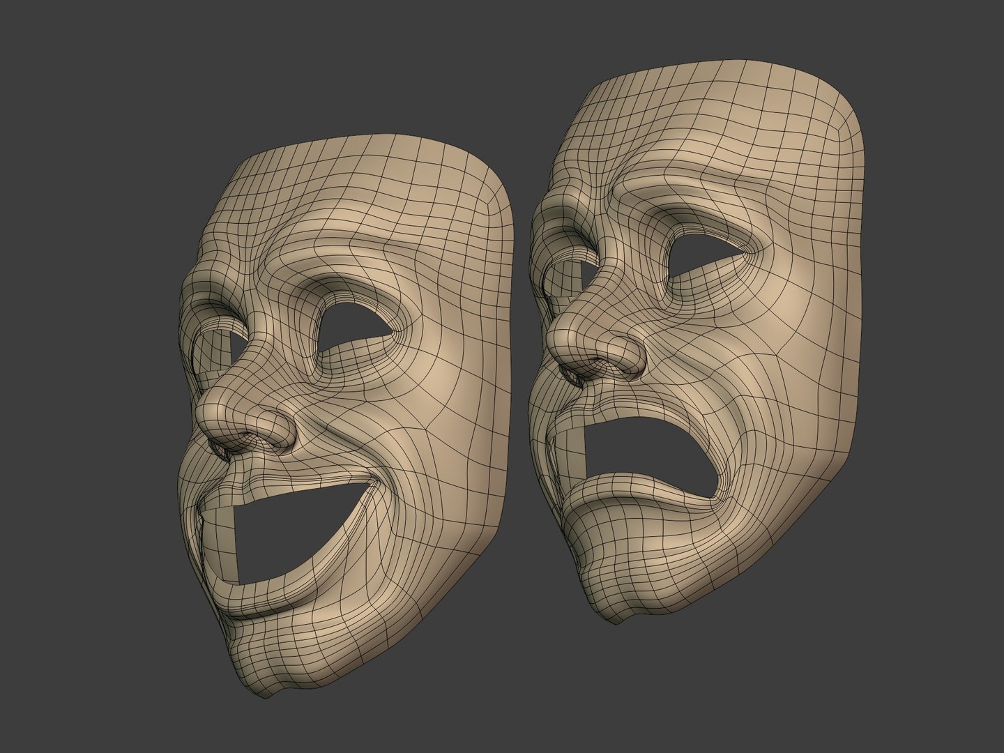 Theater Masks model https://p.turbosquid.com/ts-thumb/8z/IX7akU/xL/i15/jpg/1754165972/1920x1080/fit_q87/b8041f220e3d6e7cdd2490bd0100f9e5b13959e0/i15.jpg