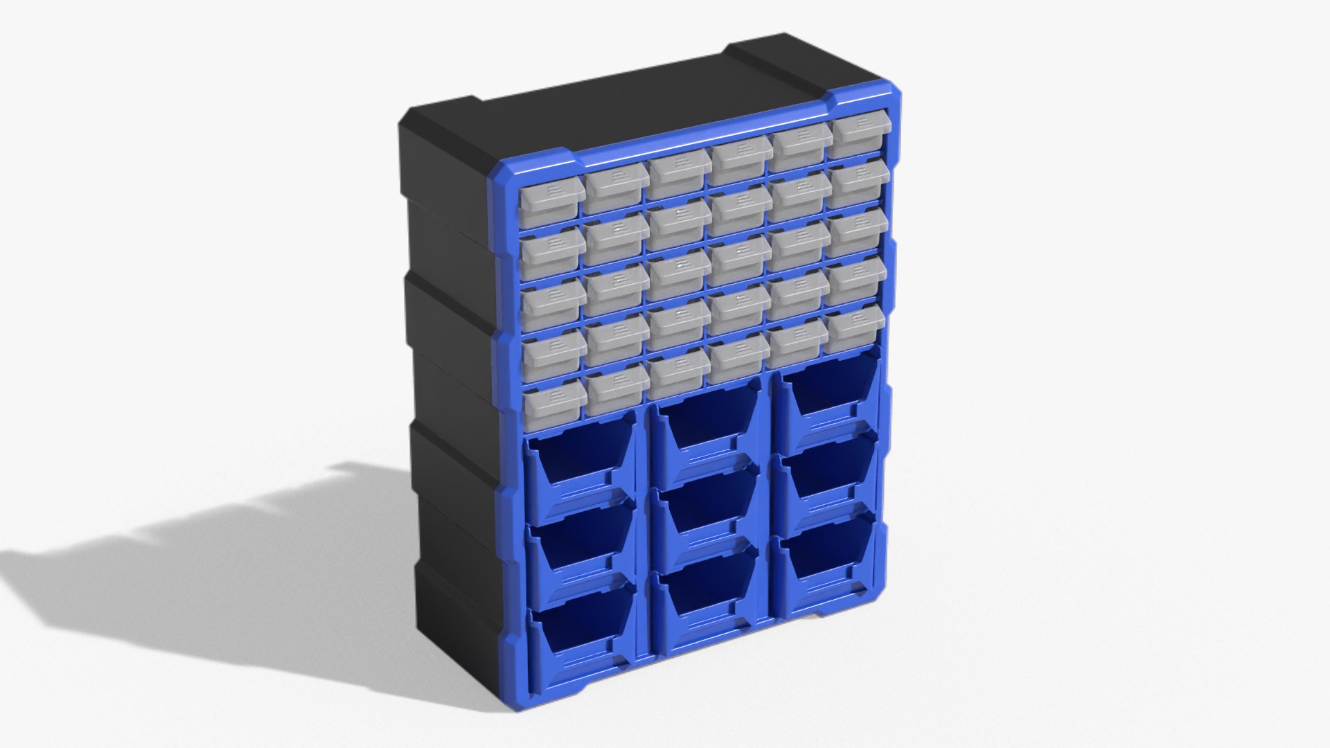 Industrial Tool Organizer with Small Bins 3D model preview