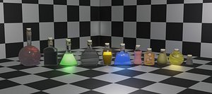 3D flasks potions model