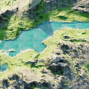 3D model lake mountains terrain