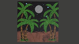 3D Desert Coconut Tree Wall PBR Texture - 4K Texture