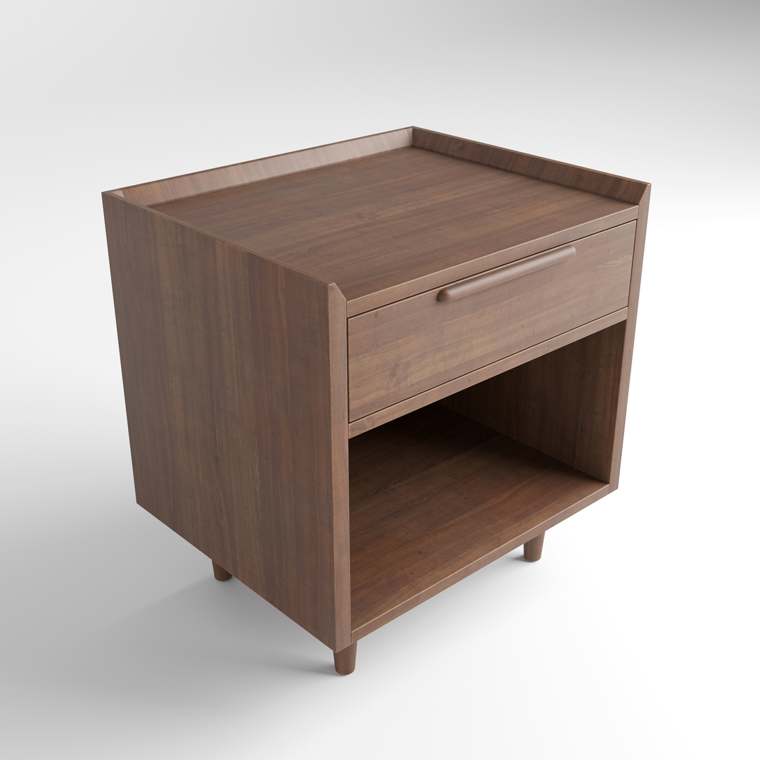 3D модель CrateAndBarrel Tate Walnut Nightstand - TurboSquid 2050065