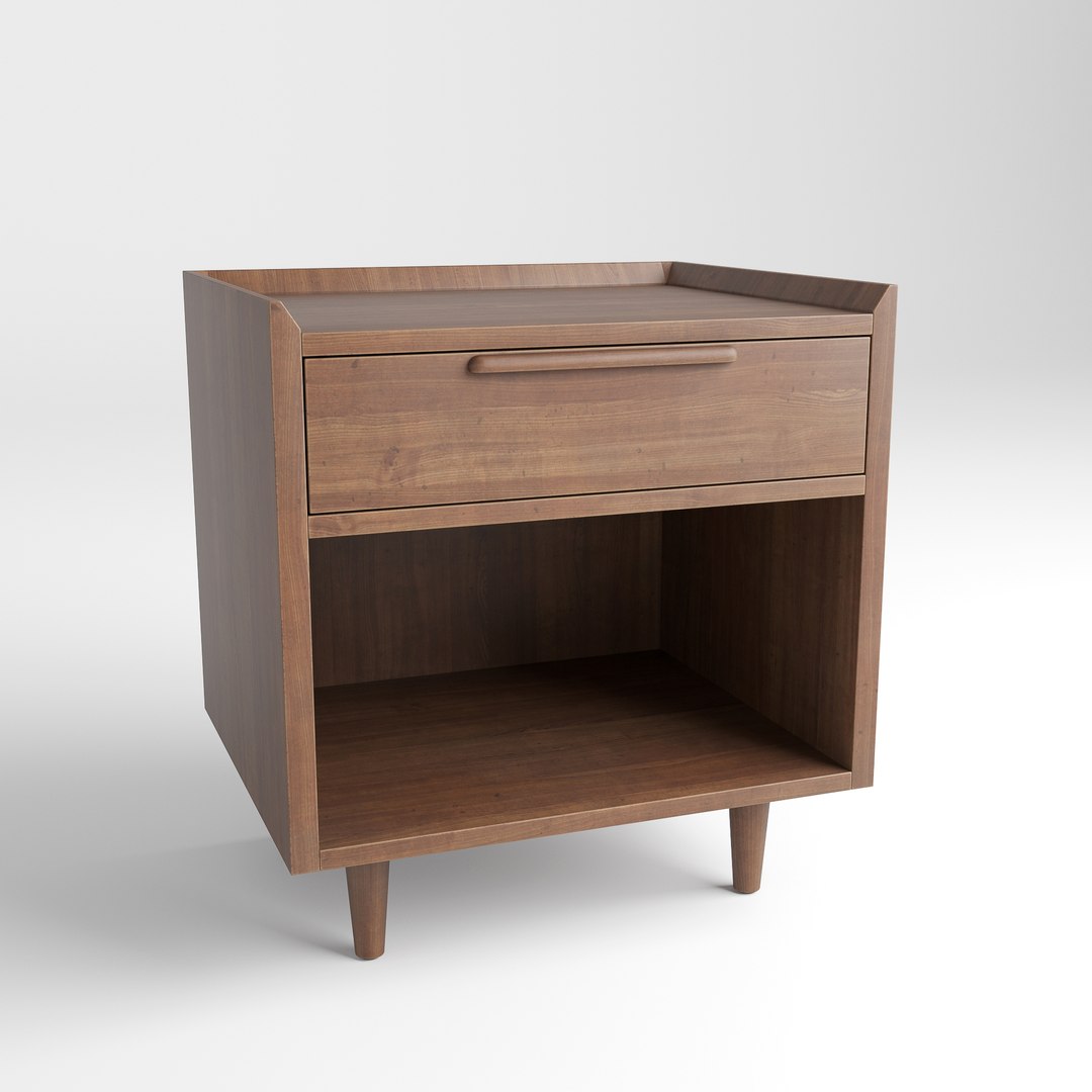 CrateAndBarrel Tate Walnut Nightstand 3D TurboSquid 2050065
