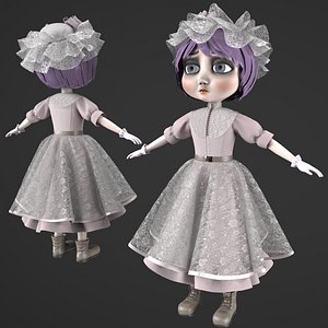 3D Sad doll in a dress