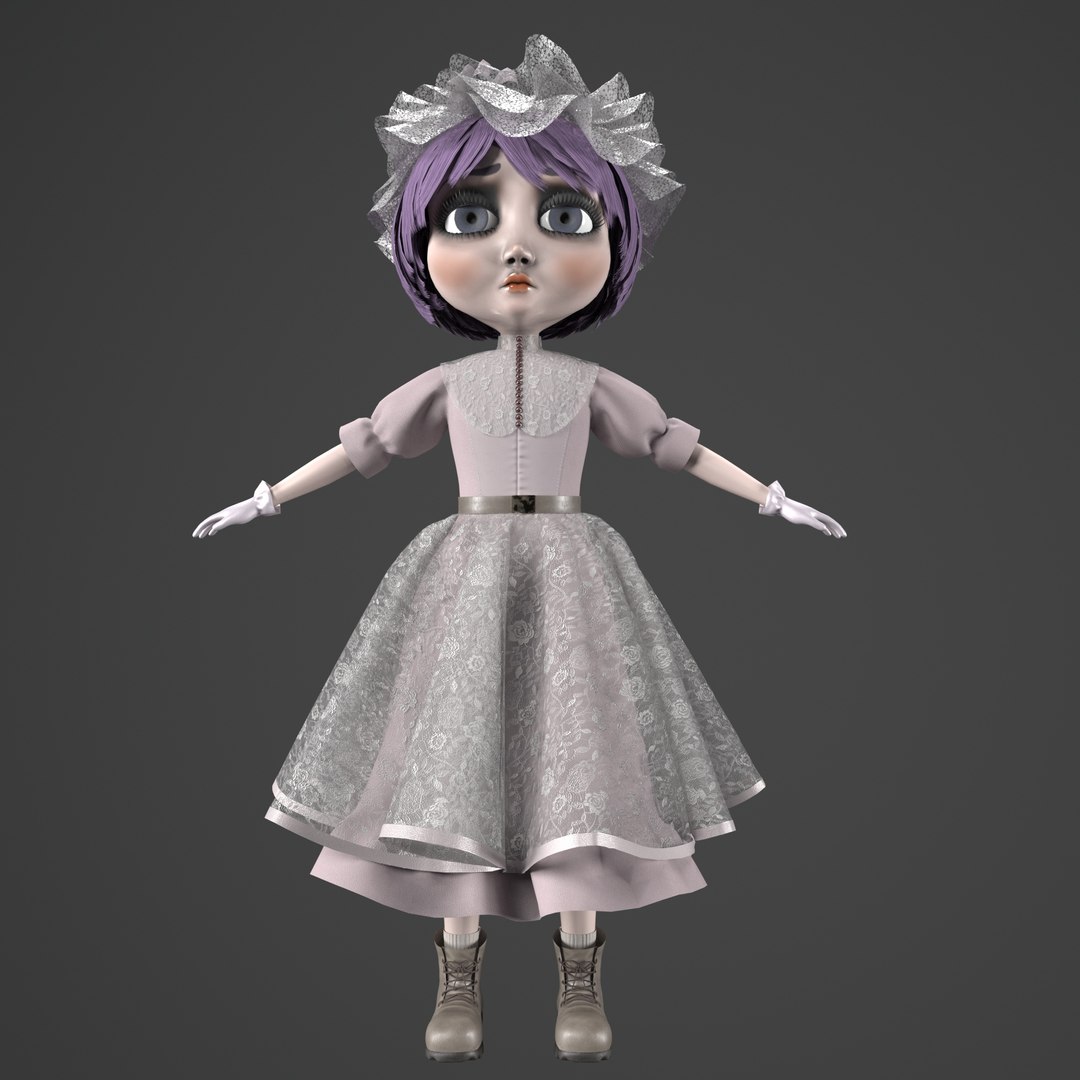3D Sad Doll In A Dress - TurboSquid 2308575