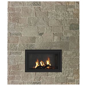 Fireplace in Country style Rustic Fireplace Mantel 3D model