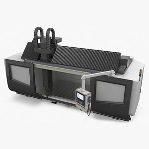Enclosed CNC Milling Machine for Metal and Plastic Black Rigged 3D model