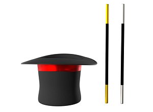 3D model Magic Hat And Wand PBR