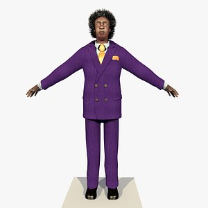 3d model of rigged african 2 blue
