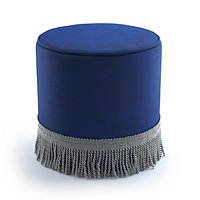 Velor pouf with fringe Ramona
