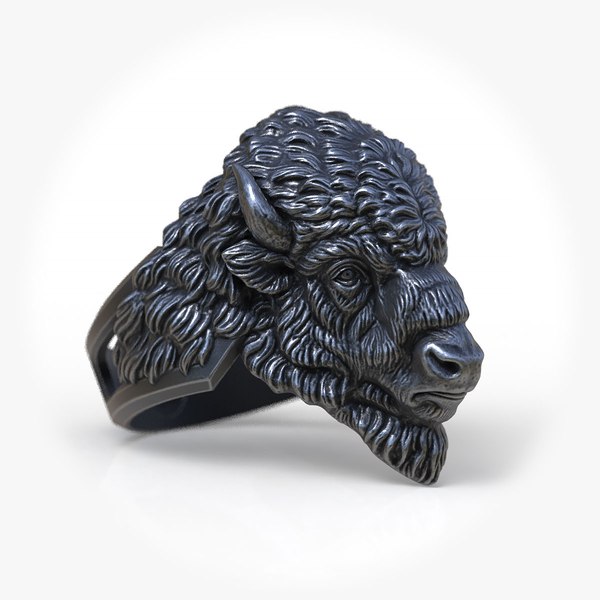 3D model American Bison Head Ring Jewelry 3D