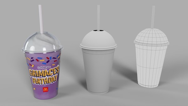 McDonalds Happy Birthday Grimace Shake Cup Size Small With Dome Lid