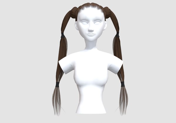 Pigtail Bun Hairstyle - 3D Model by nickianimations