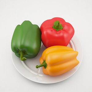 3d model realistic peppers plate